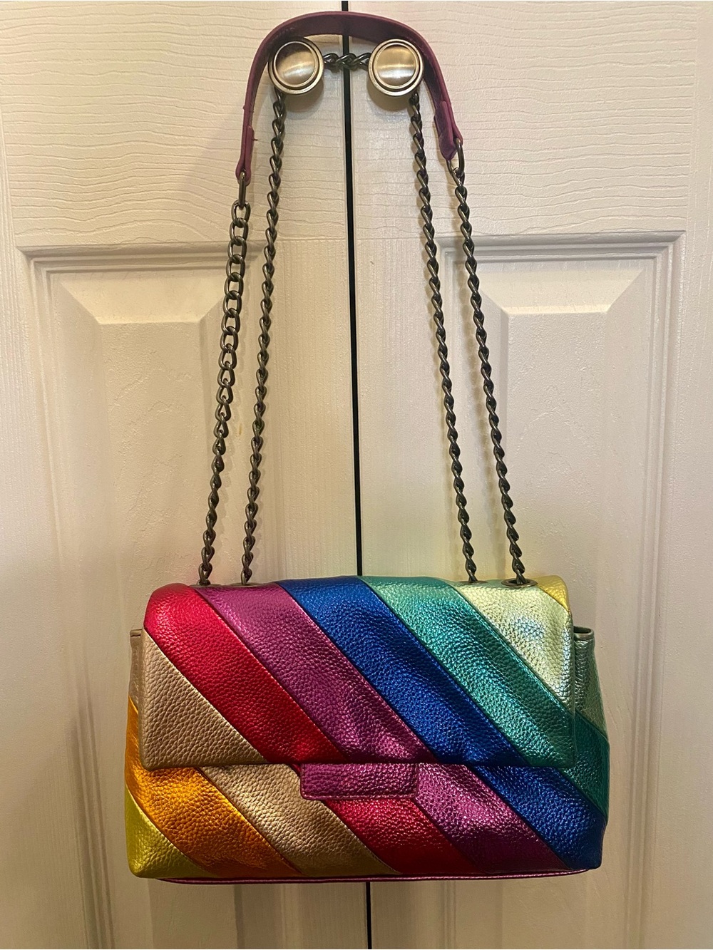 Metallic Multicolor Rainbow Cocktail Purse  Gunmetal Chain by Urban Expressions